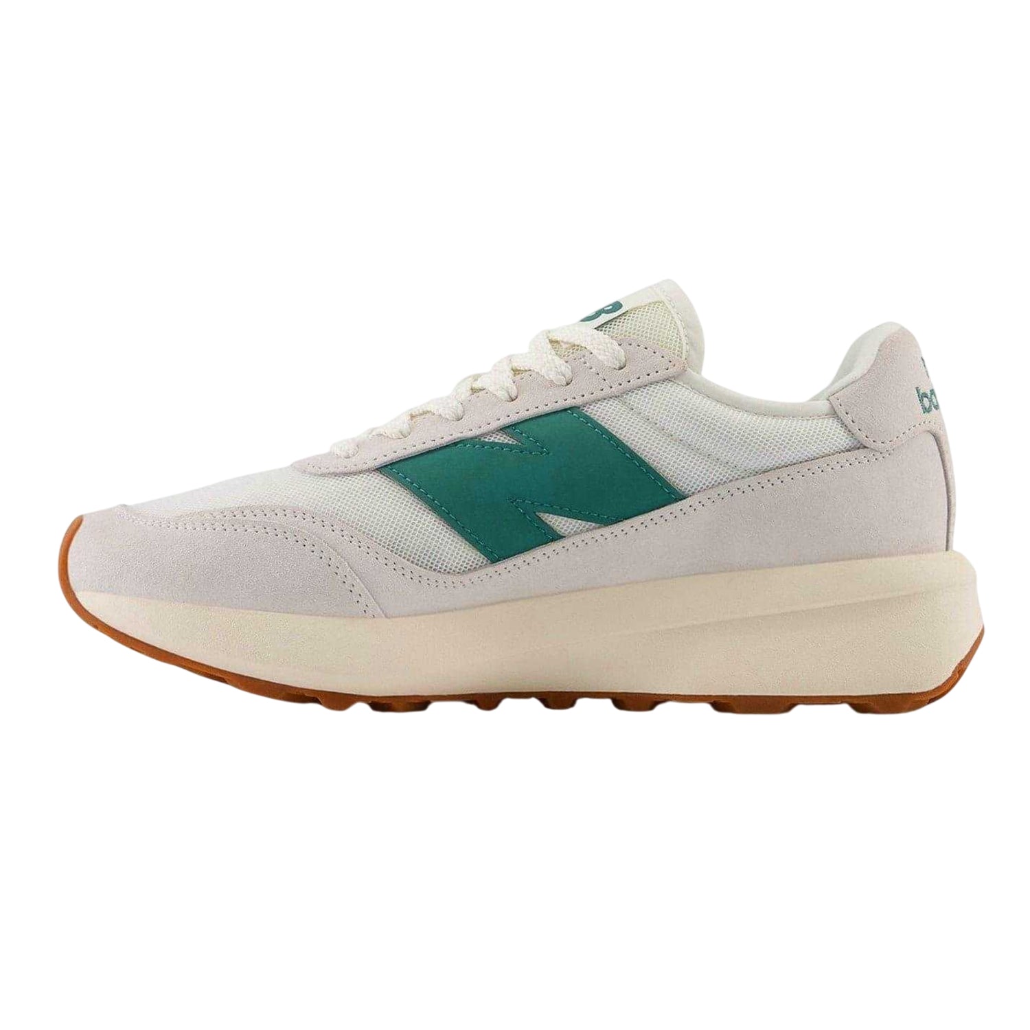 White-Green - Back - New Balance Mens 370 Suede Trainers