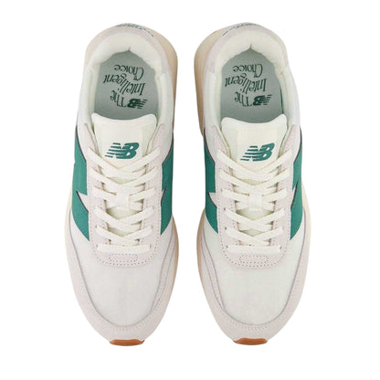 White-Green - Side - New Balance Mens 370 Suede Trainers