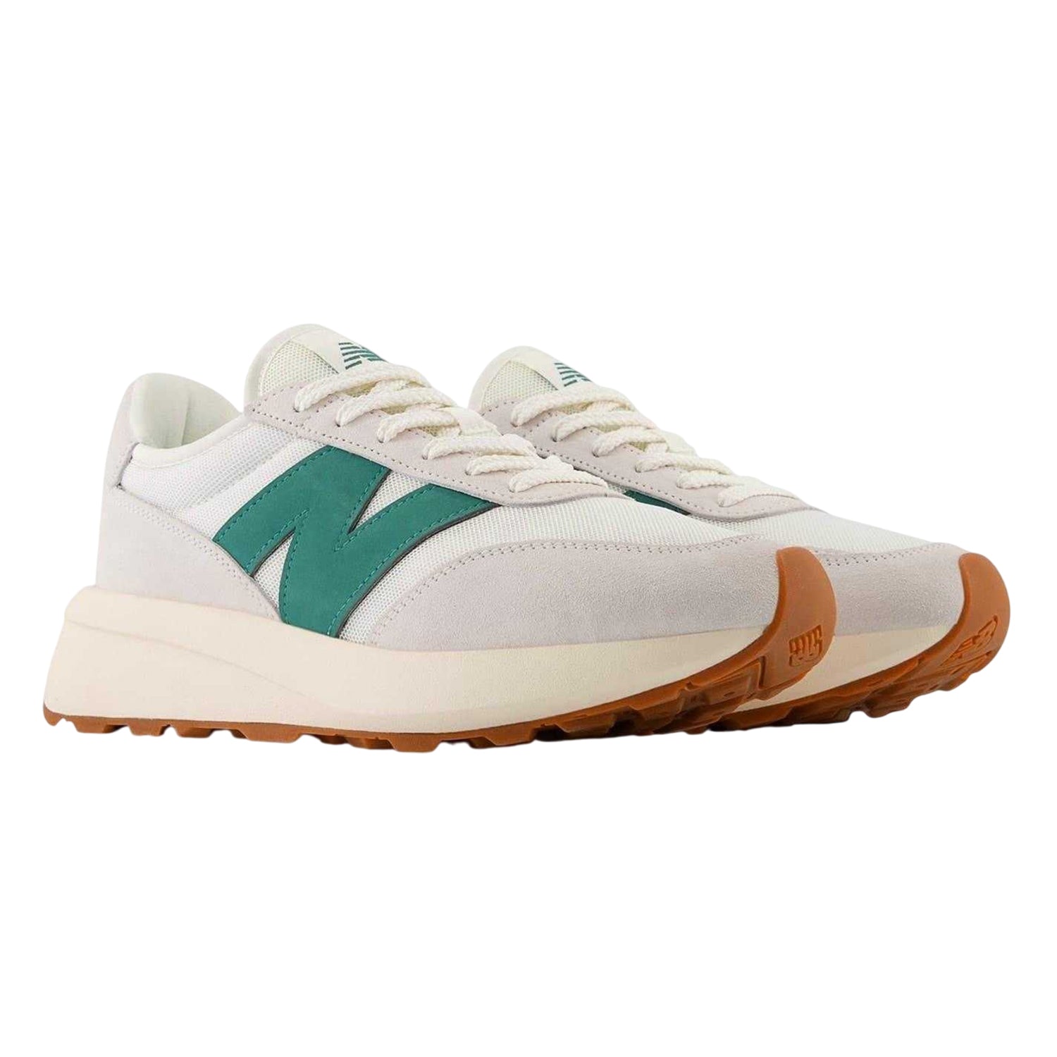 White-Green - Lifestyle - New Balance Mens 370 Suede Trainers