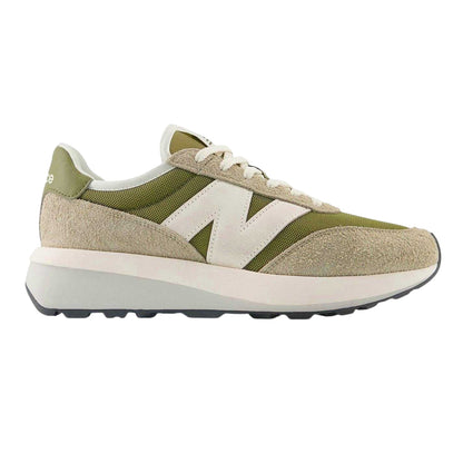 Green-White - Front - New Balance Mens 370 Suede Trainers