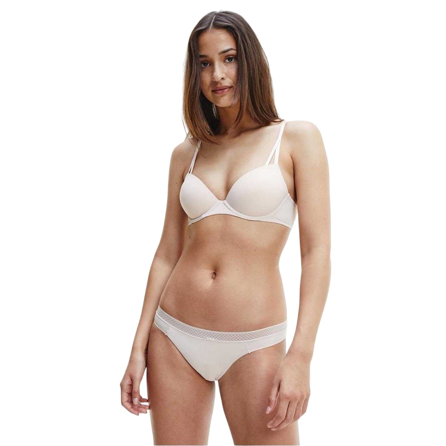 Beige Buff - Side - Calvin Klein Womens-Ladies Demi Underwired Bra