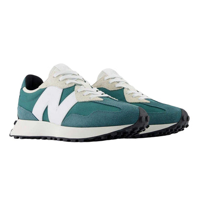 Green-White - Side - New Balance Mens 327 Retro Trainers