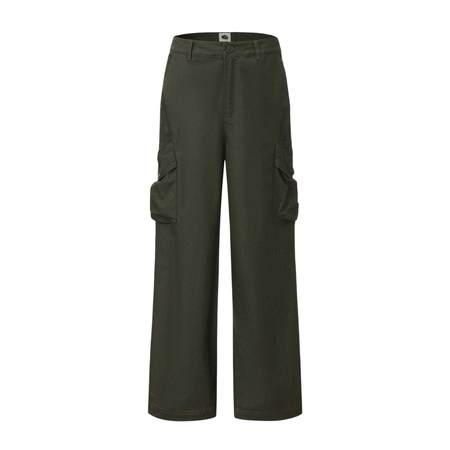 Khaki Green - Front - Pretty Green Mens Cotton Cargo Trousers