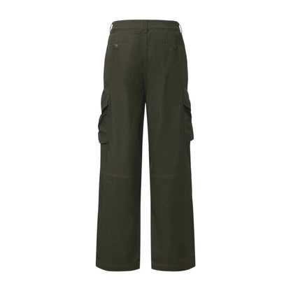 Khaki Green - Back - Pretty Green Mens Cotton Cargo Trousers