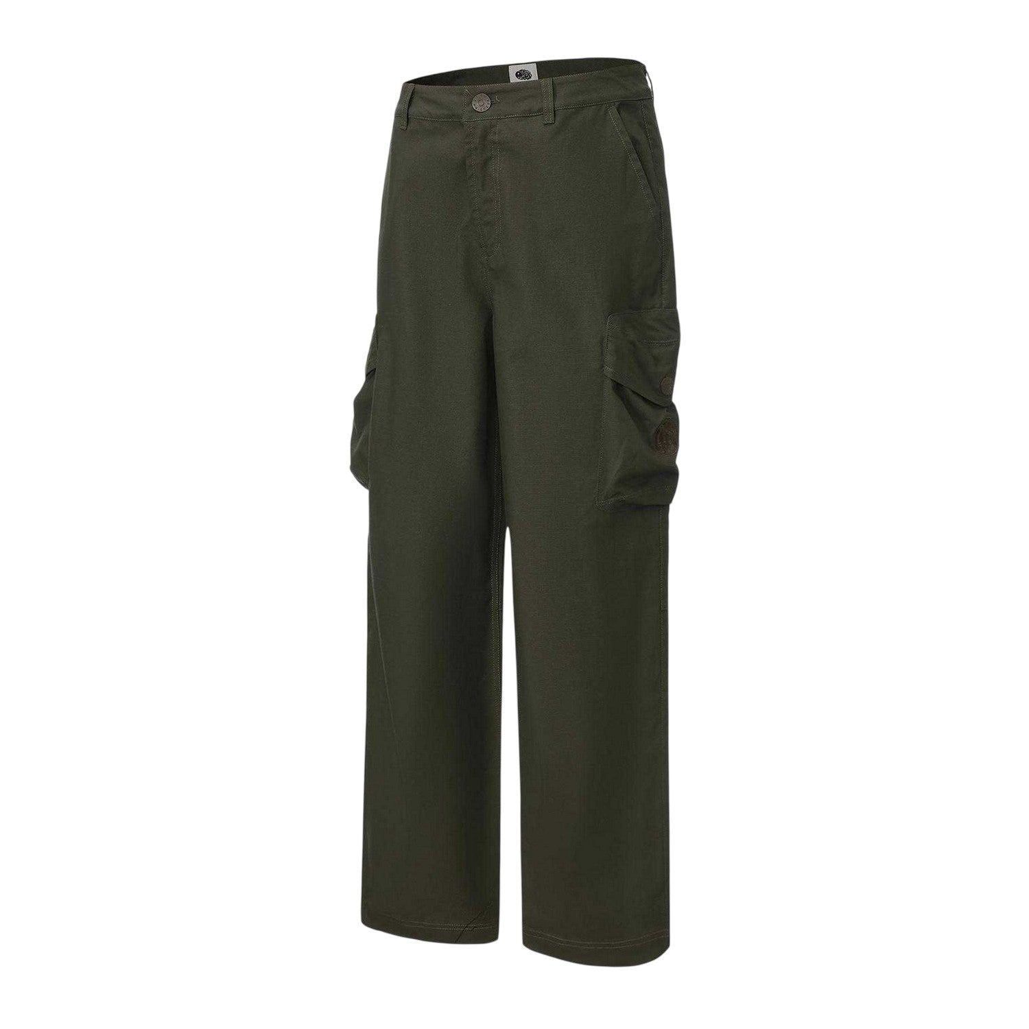Khaki Green - Side - Pretty Green Mens Cotton Cargo Trousers