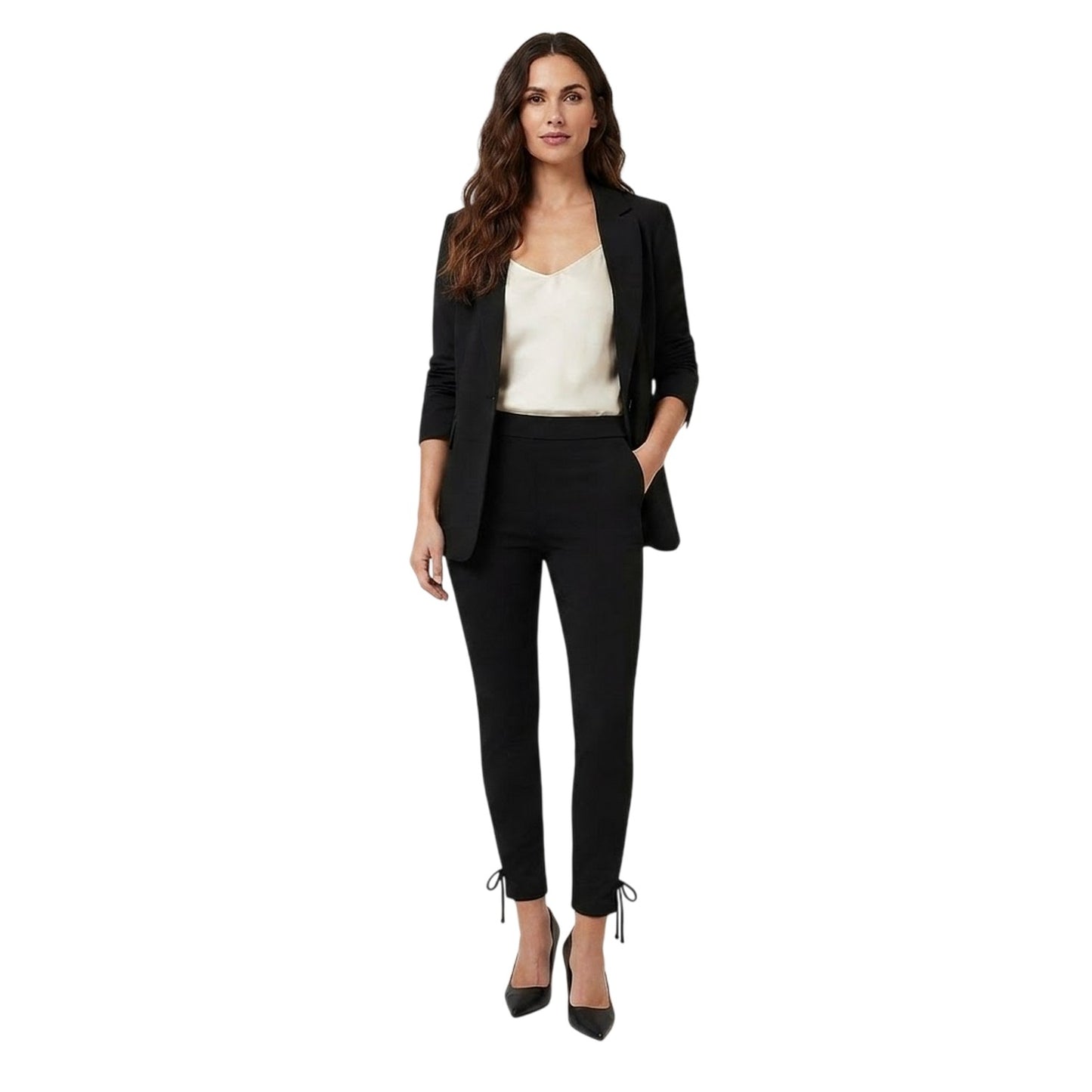 Black - Side - I Saw It First Womens-Ladies Tied Hem Trousers
