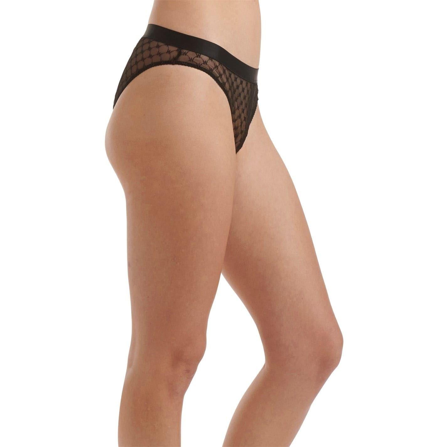 Black - Side - Wolford Womens-Ladies Monogram Lace Bikini Bottoms