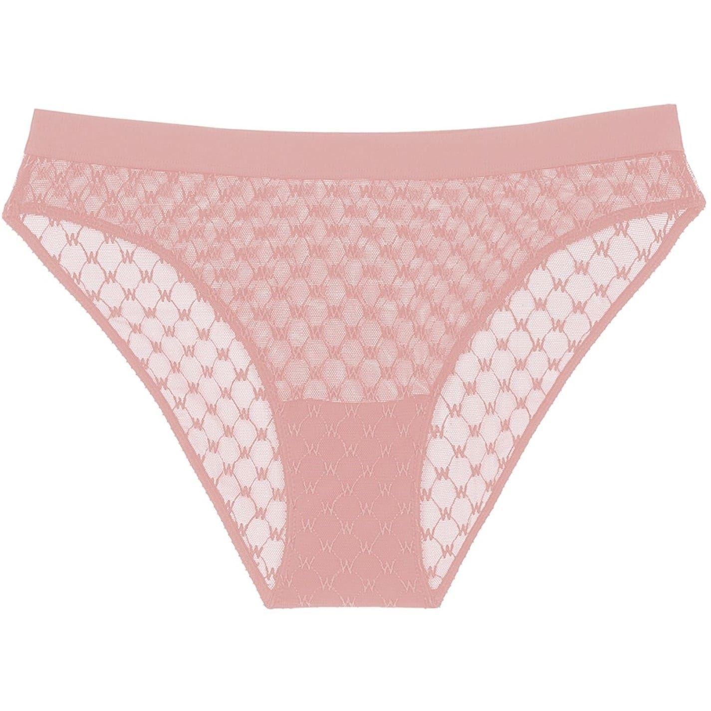 Pink - Front - Wolford Womens-Ladies Monogram Lace Bikini Bottoms