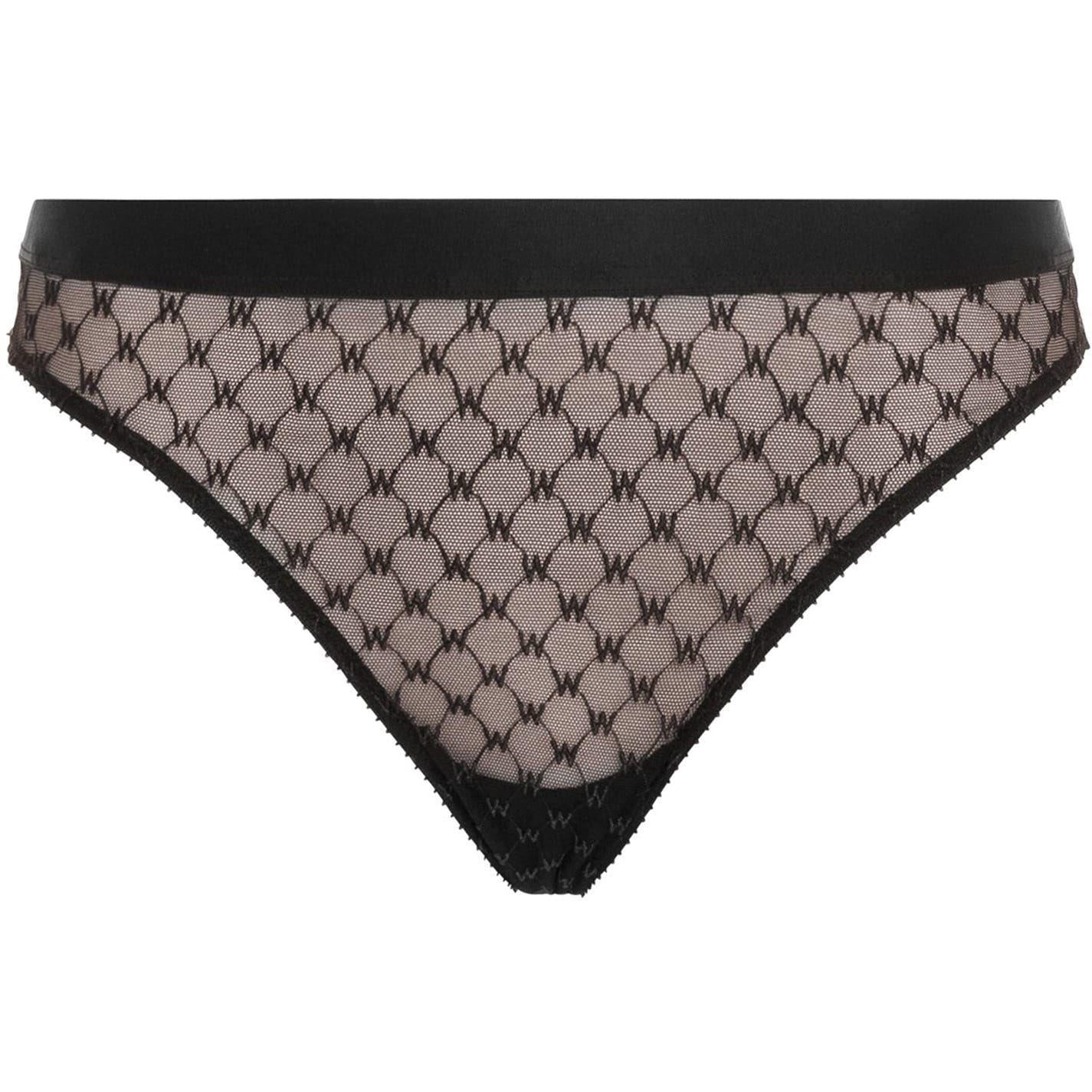 Black - Front - Wolford Womens-Ladies Monogram Lace Bikini Bottoms