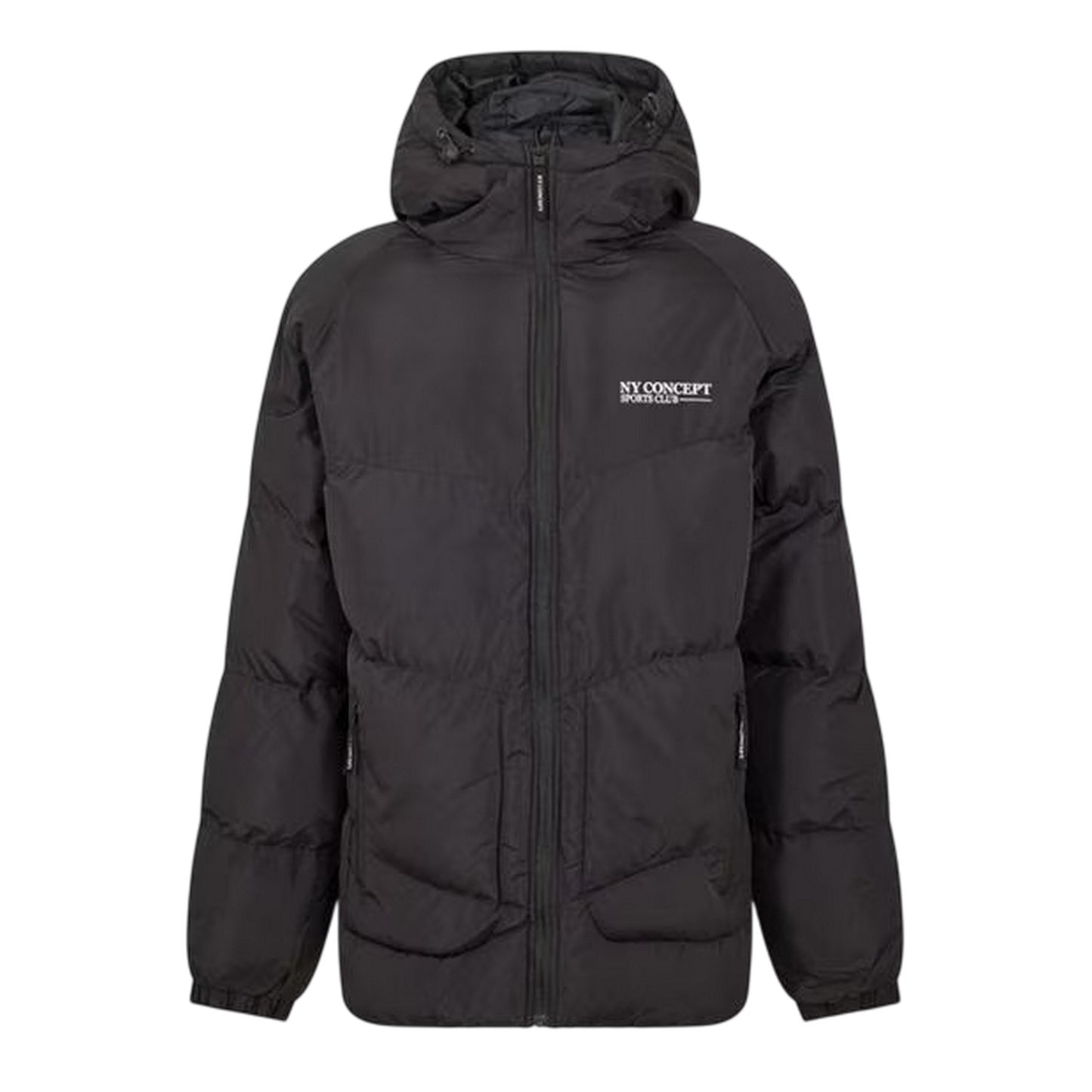 Black - Front - NY Concept Mens Full Zip Puffer Jacket