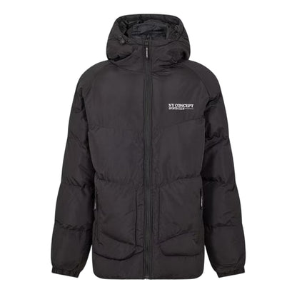Black - Front - NY Concept Mens Full Zip Puffer Jacket