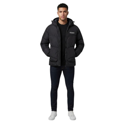 Black - Side - NY Concept Mens Full Zip Puffer Jacket