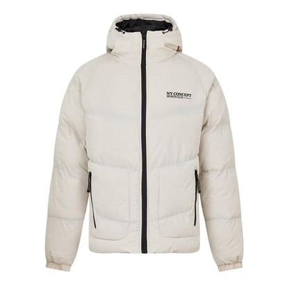 Beige - Front - NY Concept Mens Full Zip Puffer Jacket