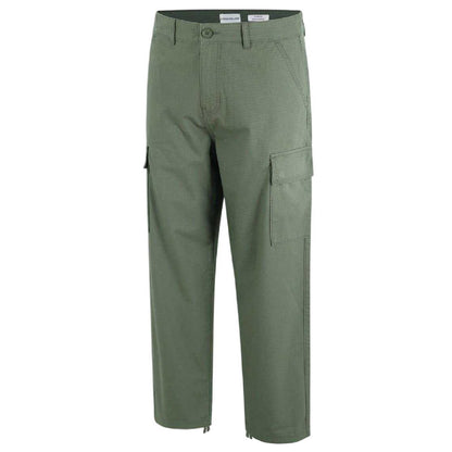 Khaki Green - Side - SoulCal Mens Plain Cargo Trousers