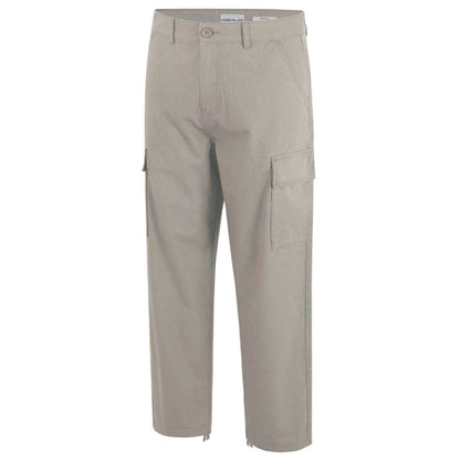 Beige - Side - SoulCal Mens Plain Cargo Trousers