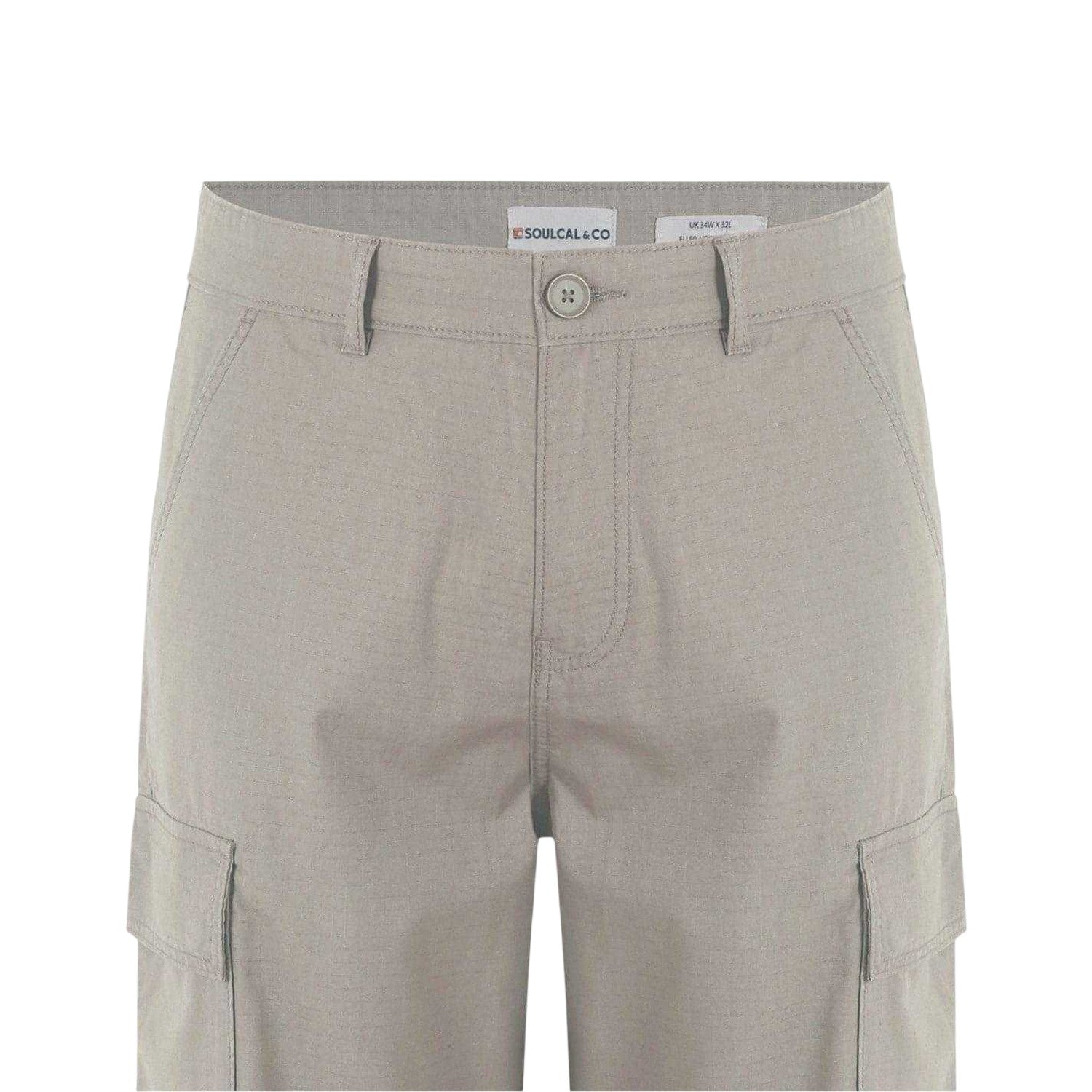 Beige - Lifestyle - SoulCal Mens Plain Cargo Trousers
