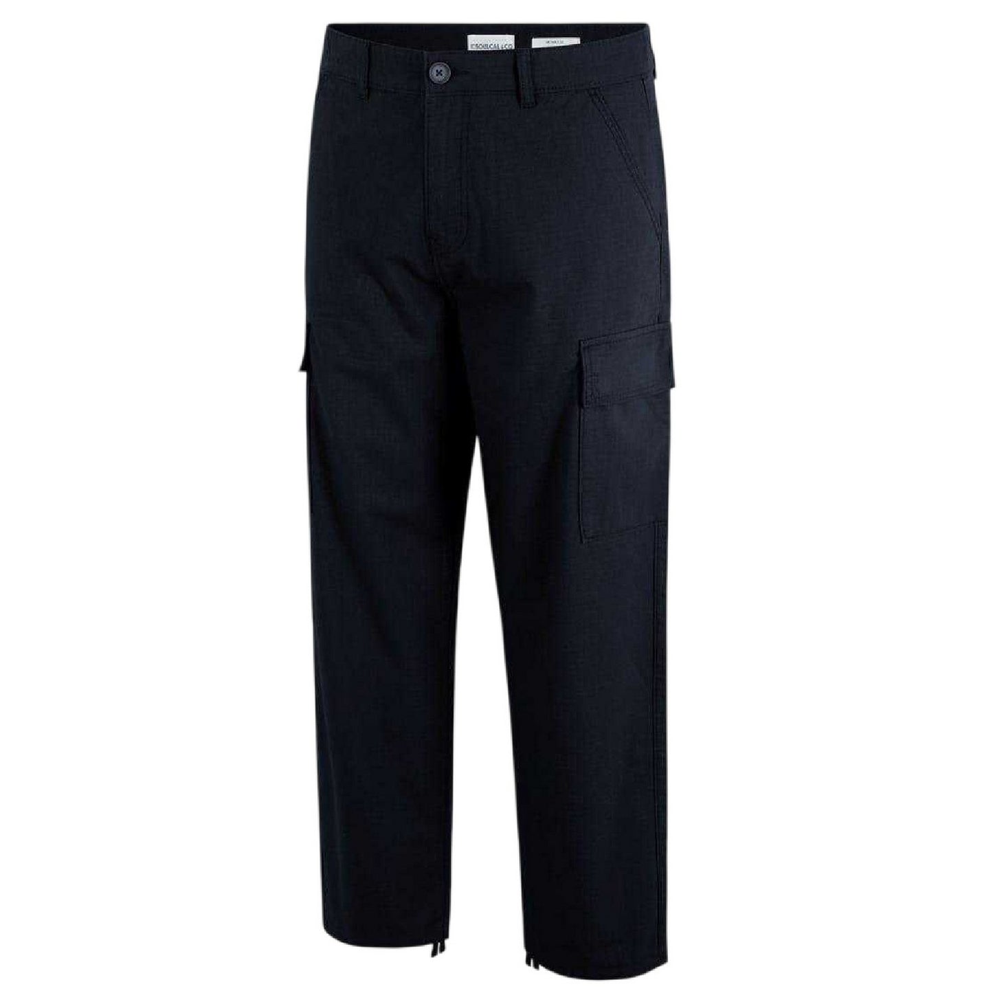 Black - Side - SoulCal Mens Plain Cargo Trousers