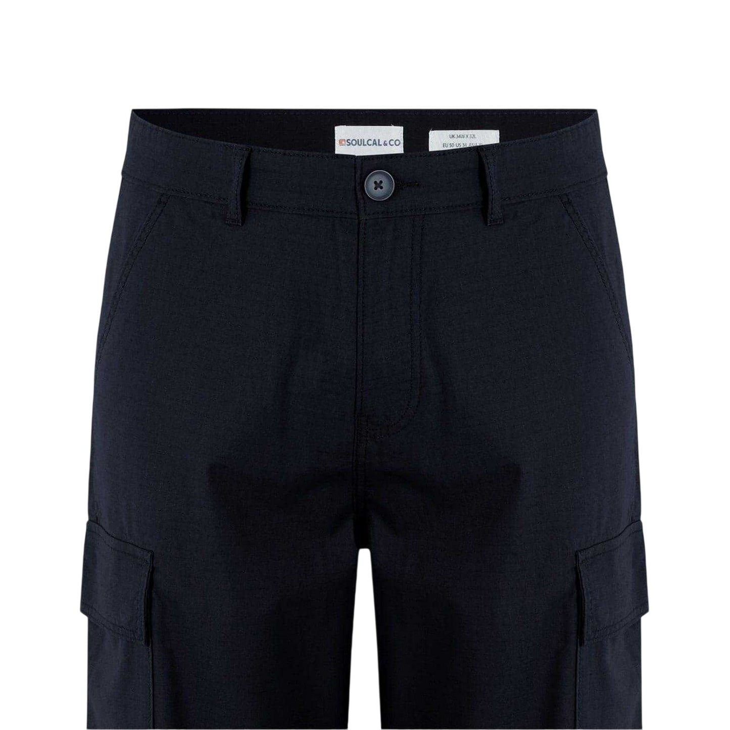 Black - Lifestyle - SoulCal Mens Plain Cargo Trousers