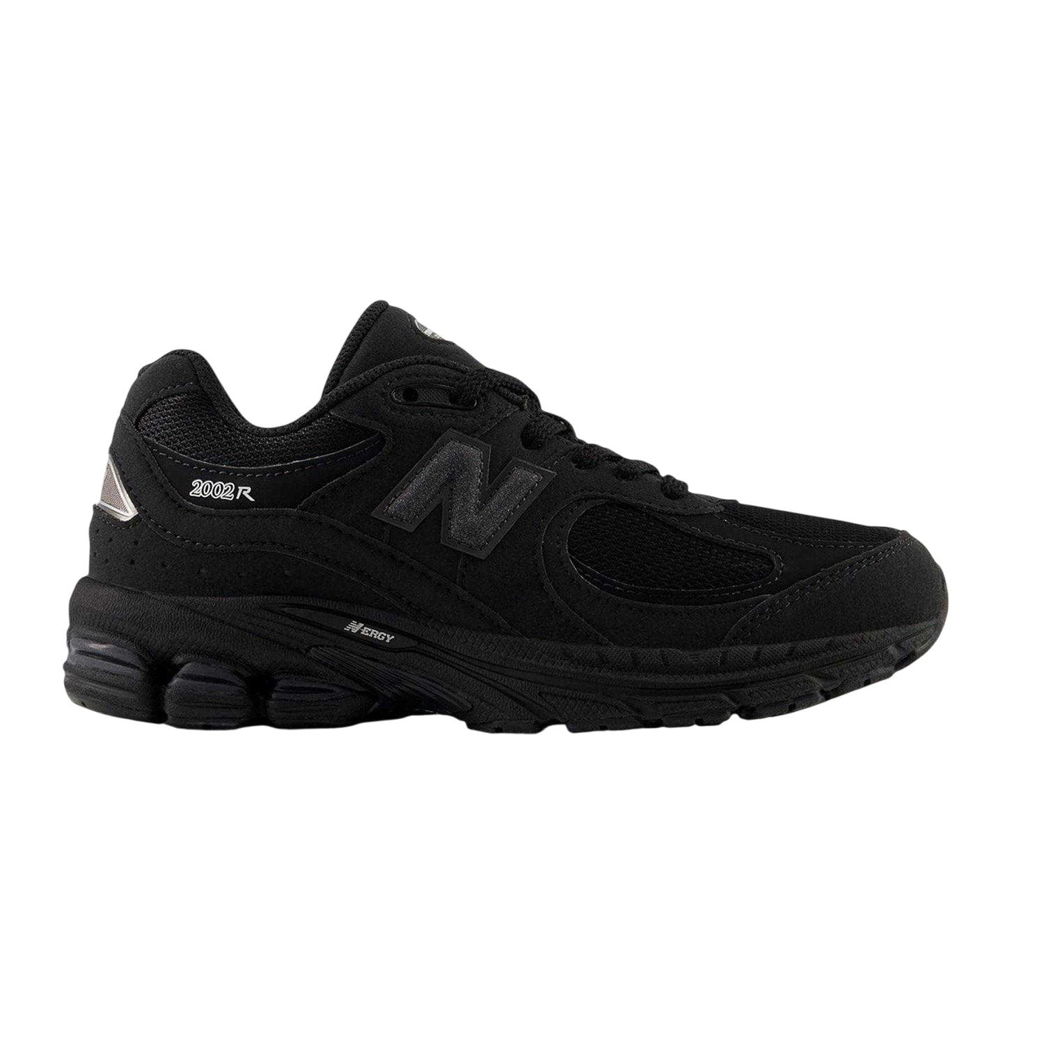 Triple Black - Front - New Balance Childrens-Kids 2002 Suede Trainers