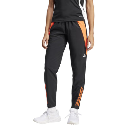 Black-Solar Red - Side - Adidas Womens-Ladies Tiro 24 Training Tracksuit Bottoms