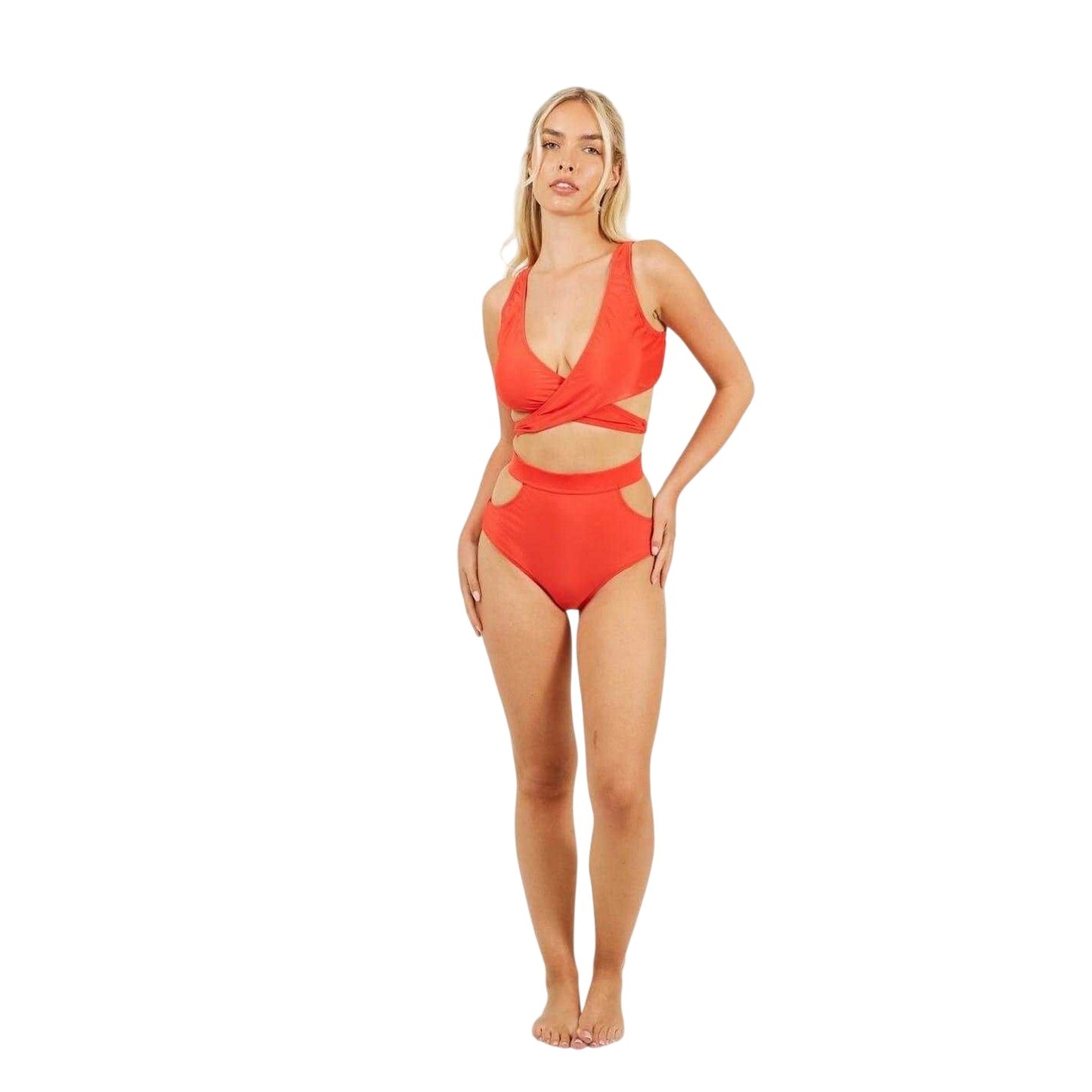 Red - Lifestyle - Brave Soul Womens-Ladies Wrap Front Bikini Top