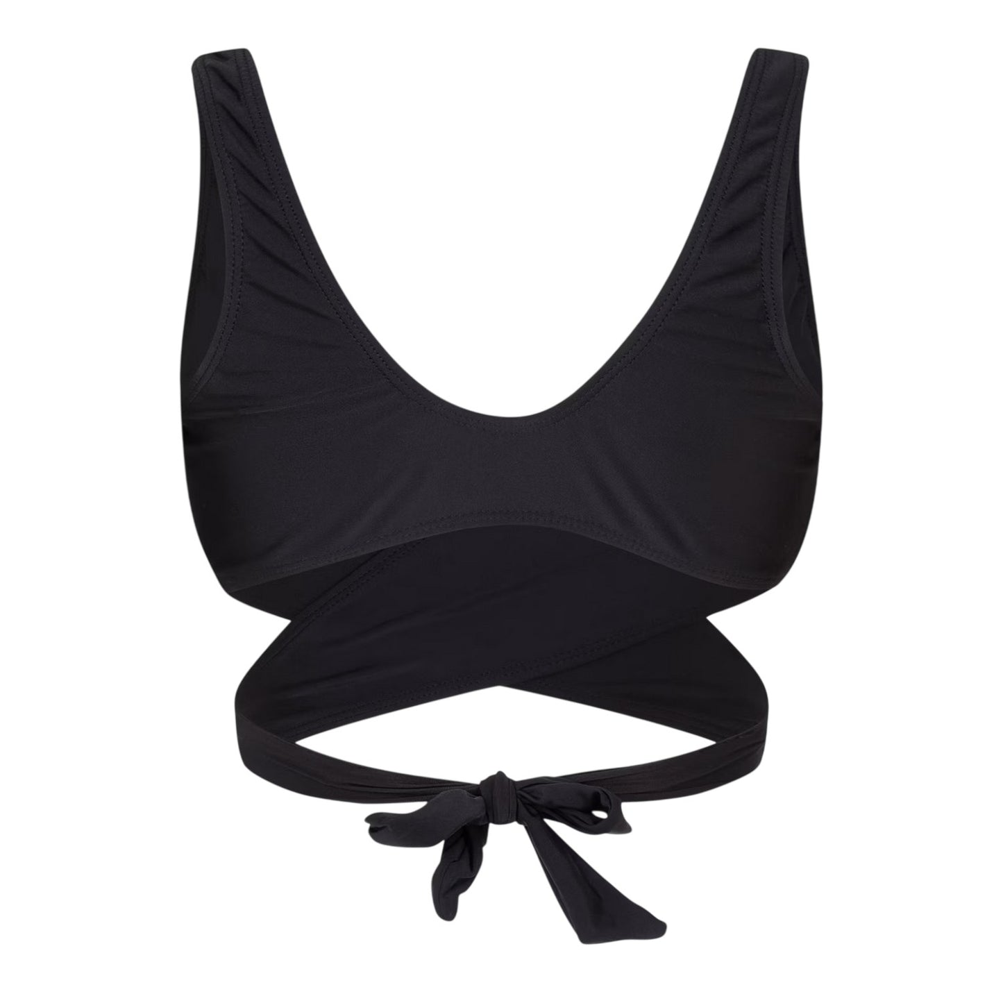 Black - Back - Brave Soul Womens-Ladies Wrap Front Bikini Top