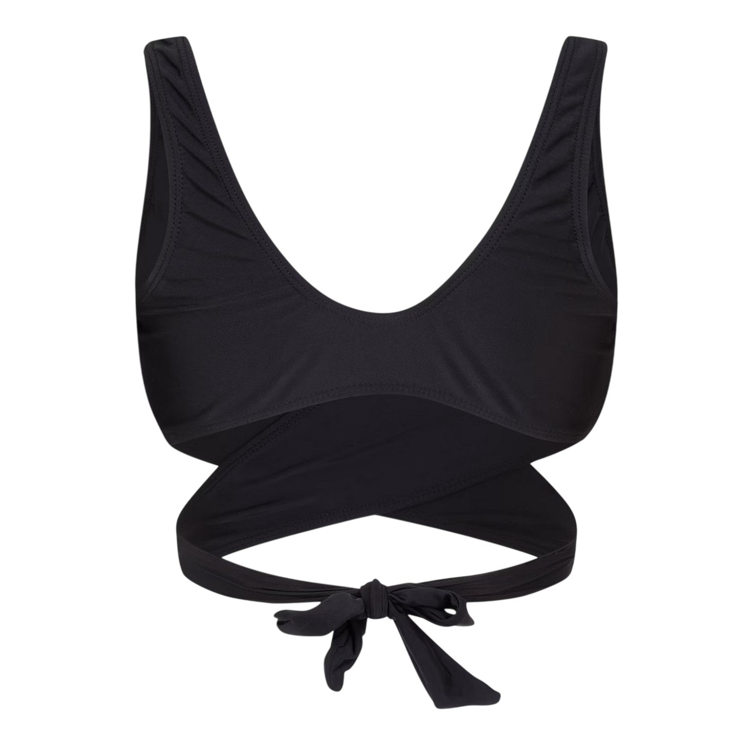 Black - Back - Brave Soul Womens-Ladies Wrap Front Bikini Top