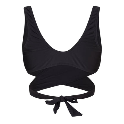 Black - Back - Brave Soul Womens-Ladies Wrap Front Bikini Top