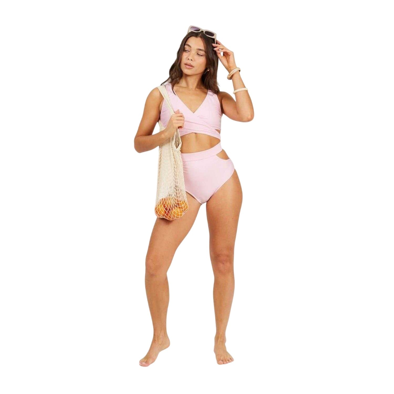 Pink - Lifestyle - Brave Soul Womens-Ladies Wrap Front Bikini Top