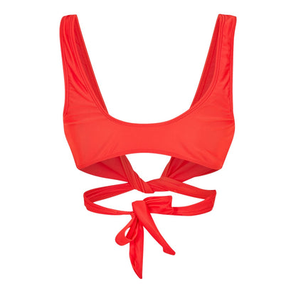 Red - Back - Brave Soul Womens-Ladies Wrap Front Bikini Top