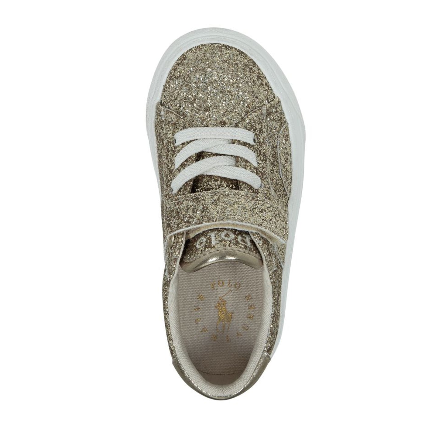 Gold-Cream - Side - Ralph Lauren Childrens-Kids Ryley Glitter Shoes