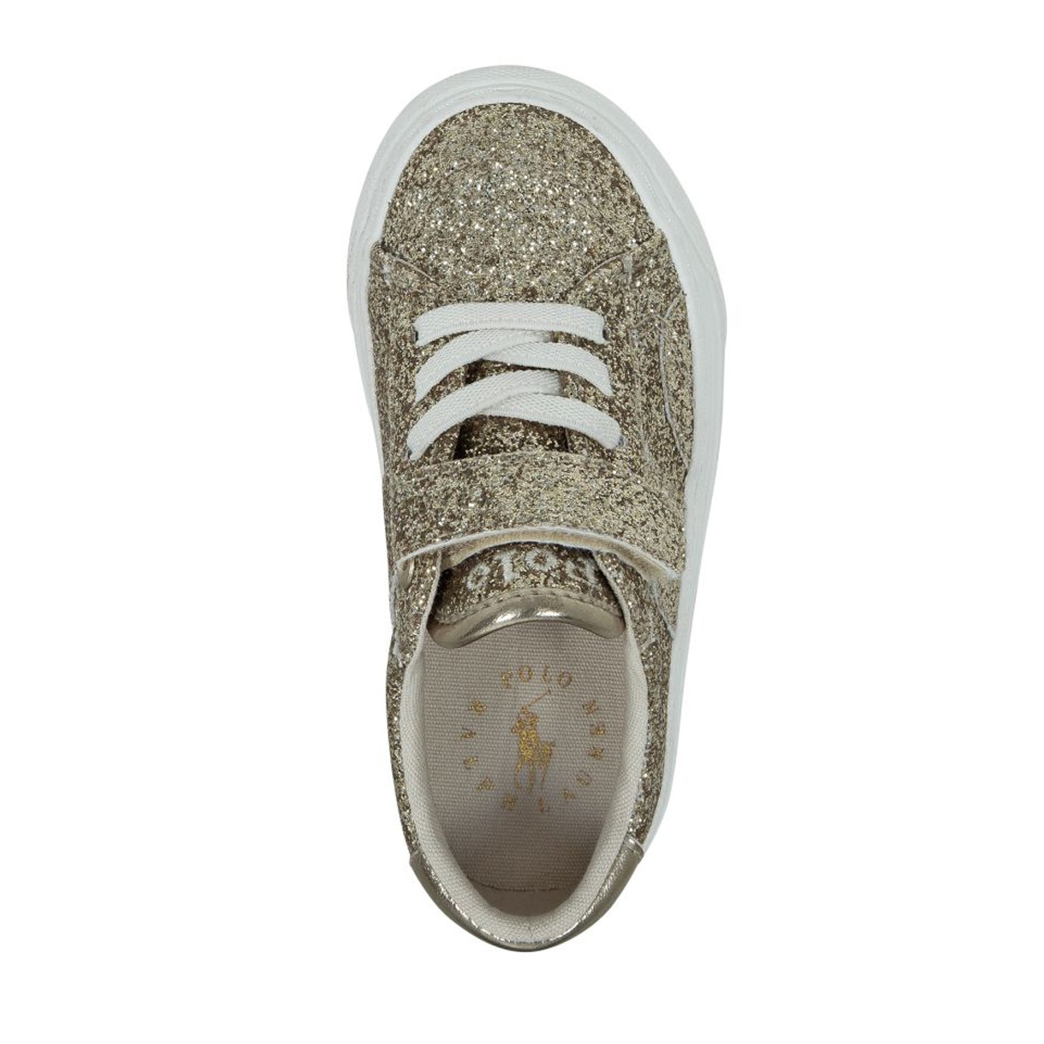 Gold-Cream - Side - Ralph Lauren Childrens-Kids Ryley Glitter Shoes