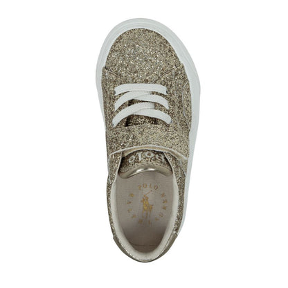 Gold-Cream - Side - Ralph Lauren Childrens-Kids Ryley Glitter Shoes