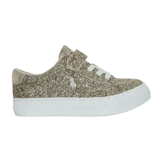 Gold-Cream - Front - Ralph Lauren Childrens-Kids Ryley Glitter Shoes