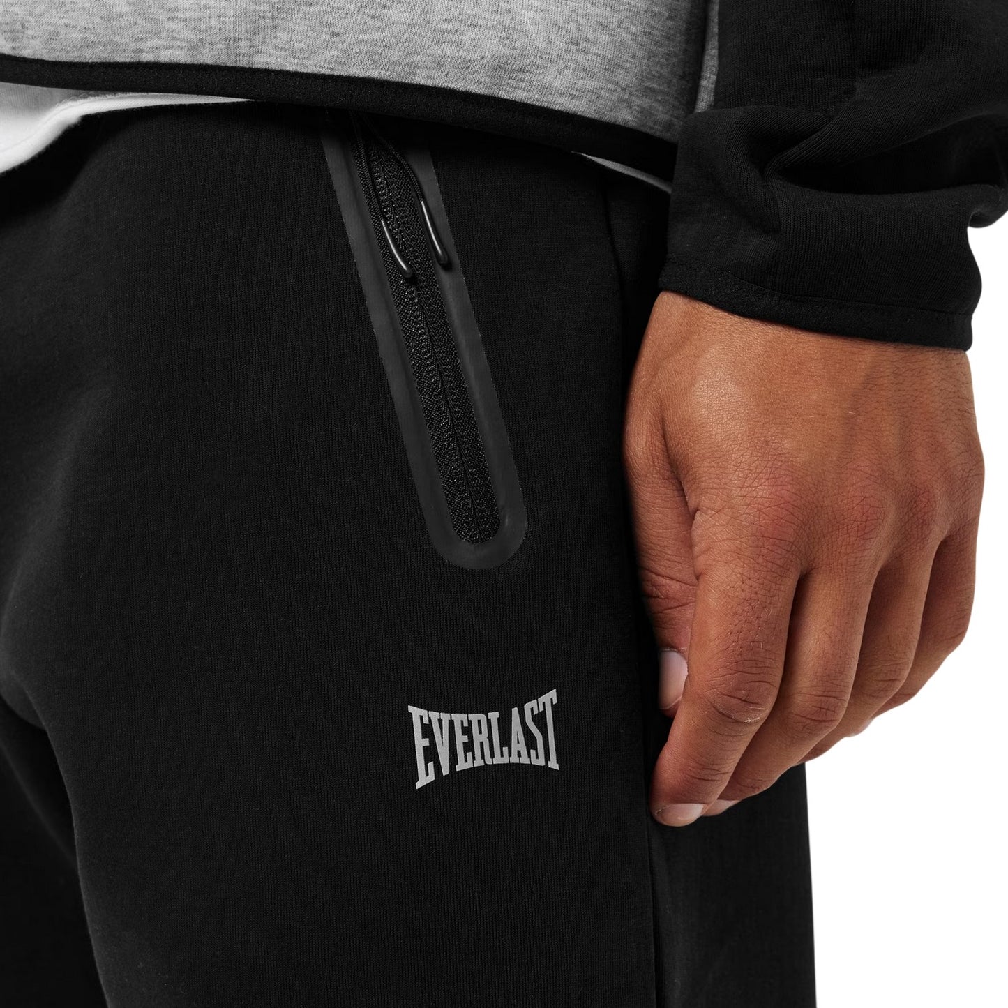 Grey-Heather - Side - Everlast Mens Athletic Jogging Bottoms