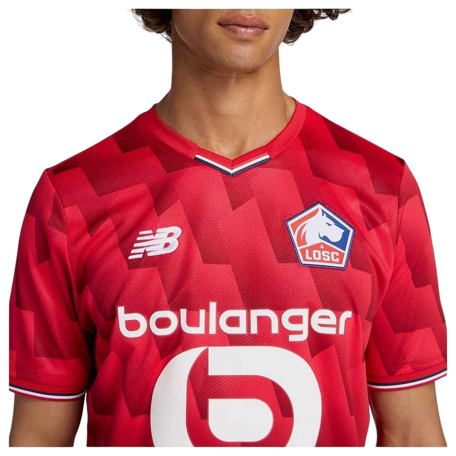 Red - Side - New Balance Mens Lille 25-26 Football Home Shirt