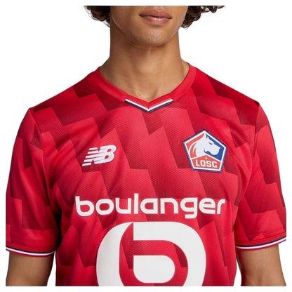 Red - Side - New Balance Mens Lille 25-26 Football Home Shirt
