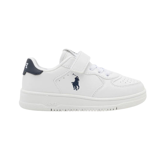 White-Navy - Front - Ralph Lauren Baby Flat Court Shoes