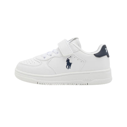 White-Navy - Side - Ralph Lauren Baby Flat Court Shoes