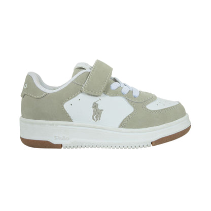 Khaki-White - Front - Ralph Lauren Baby Flat Court Shoes