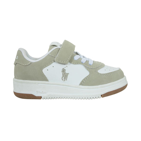 Khaki-White - Front - Ralph Lauren Baby Flat Court Shoes