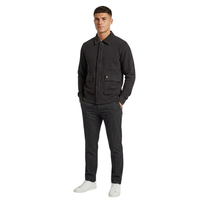 Black - Side - Luke Mens Cribbs Ribbed Knitted Cardigan