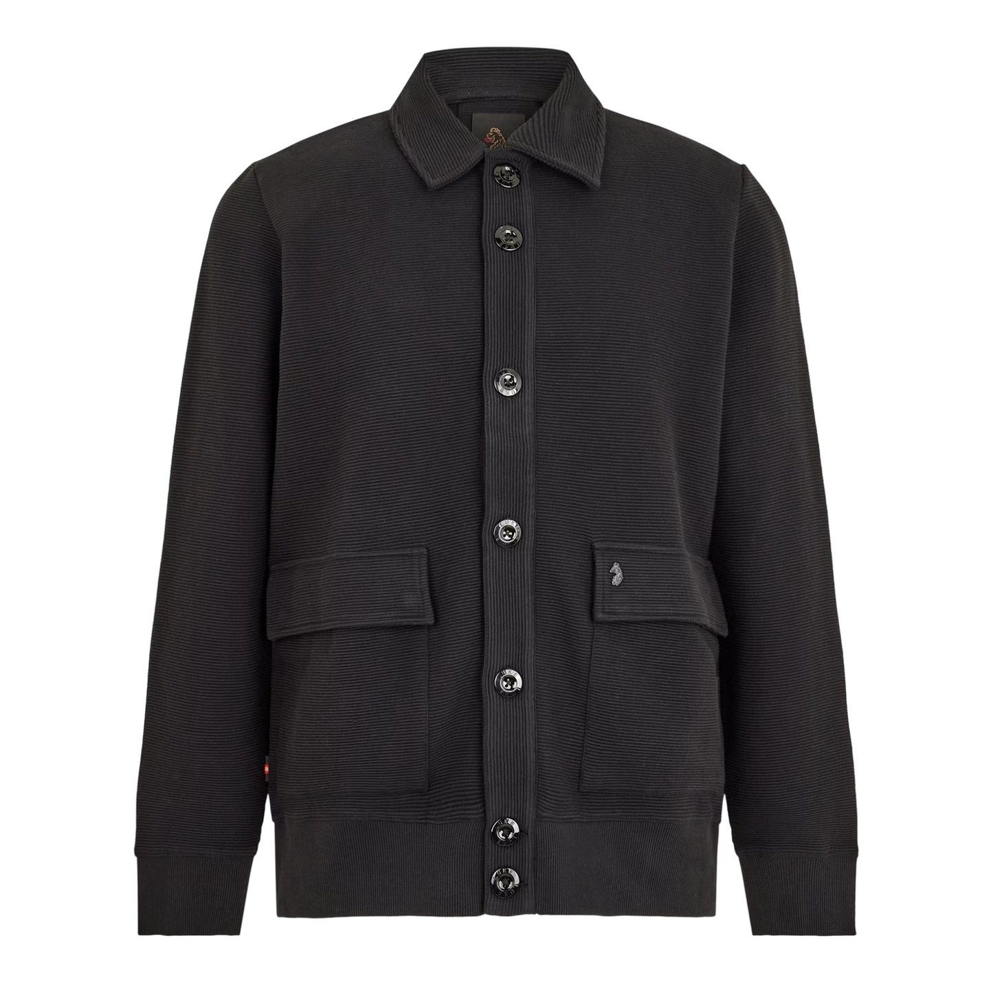 Black - Front - Luke Mens Cribbs Ribbed Knitted Cardigan