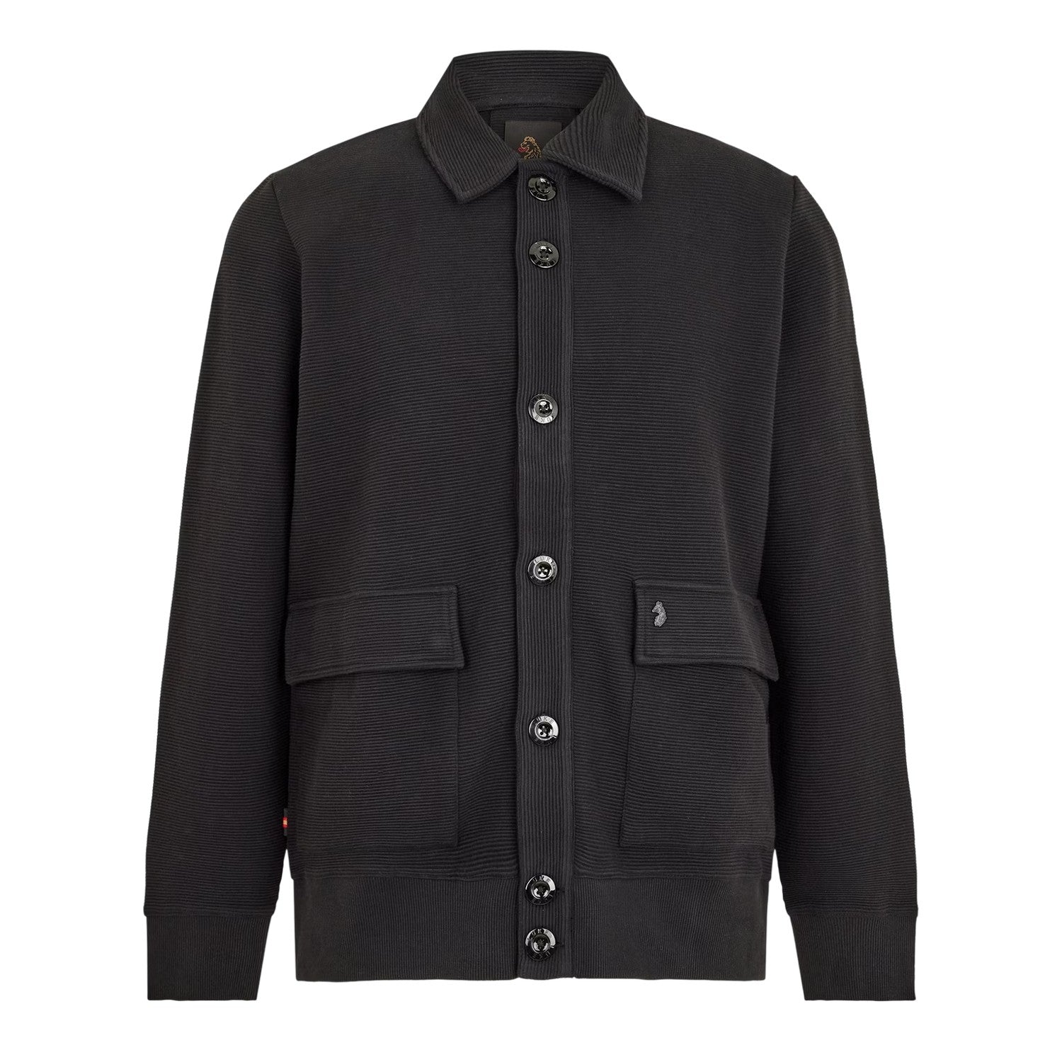 Black - Front - Luke Mens Cribbs Ribbed Knitted Cardigan