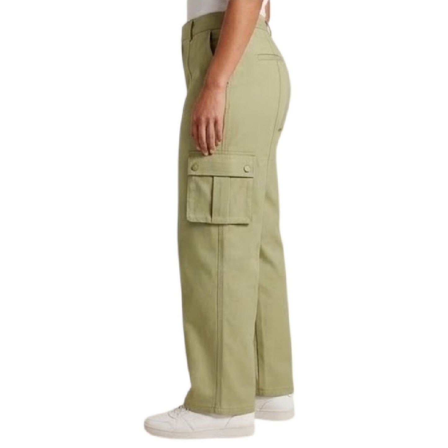Olive - Side - Missy Empire Womens-Ladies High Rise Cargo Trousers