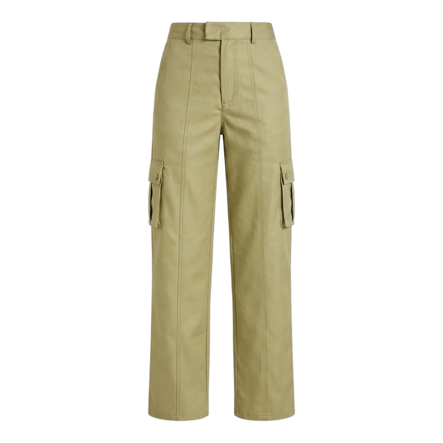 Olive - Front - Missy Empire Womens-Ladies High Rise Cargo Trousers