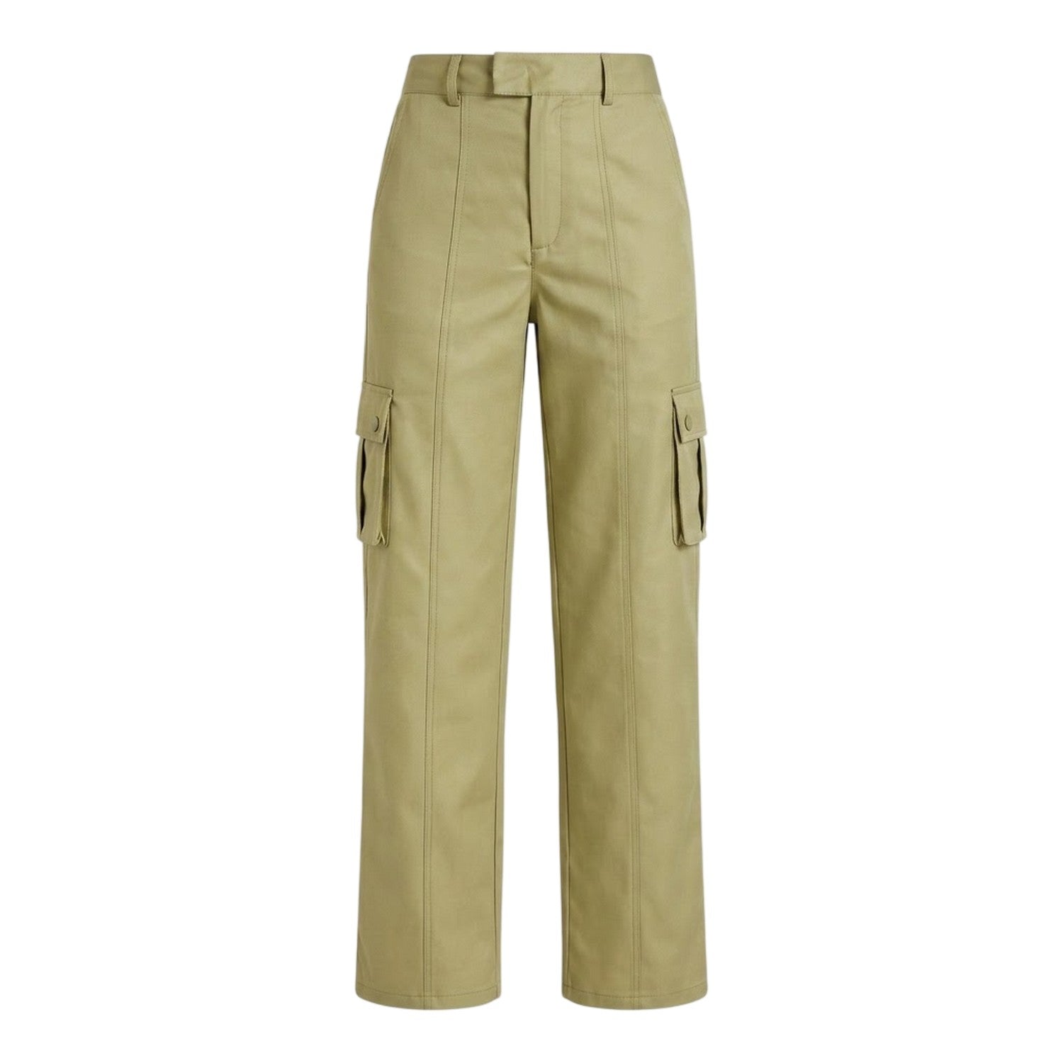 Olive - Front - Missy Empire Womens-Ladies High Rise Cargo Trousers