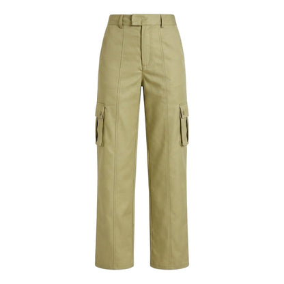 Olive - Front - Missy Empire Womens-Ladies High Rise Cargo Trousers