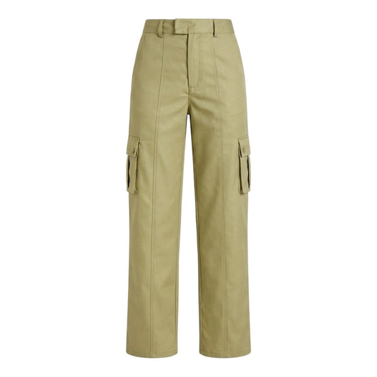 Olive - Front - Missy Empire Womens-Ladies High Rise Cargo Trousers