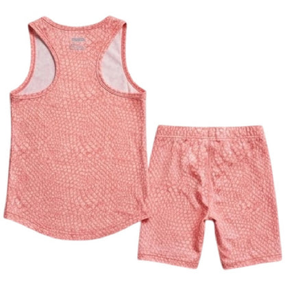 Coral - Back - Nike Childrens-Kids Snake Print Top & Shorts Set